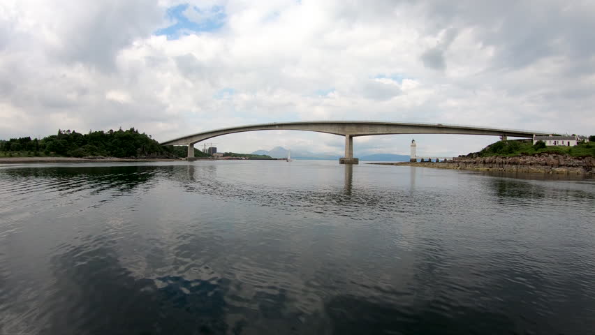 Kyle of Lochalsh Skye Bridge and lighthouse joining the mainland and the Isle of Skye tourist destination Loch Alsh Scotland UK 