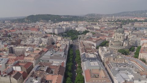 Aerial view of the city centre and downtown Budapest - drone 4K video