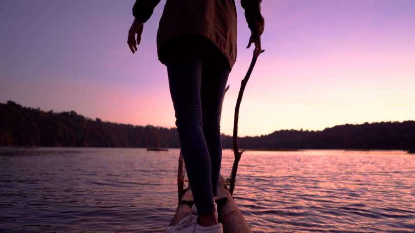 asian woman with jacket enjoy herself in a beautiful landscape