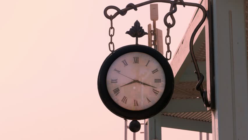 Big Street Round Clock Hanging Stock Footage 100 Royalty Free 1018459216 Shutterstock Big Street Round Clock Hanging Stock, Big Round Clock