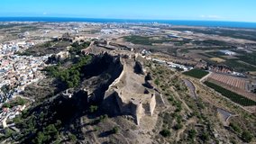 Aerial view in castle of Sagunto, Valencia. Spain. 