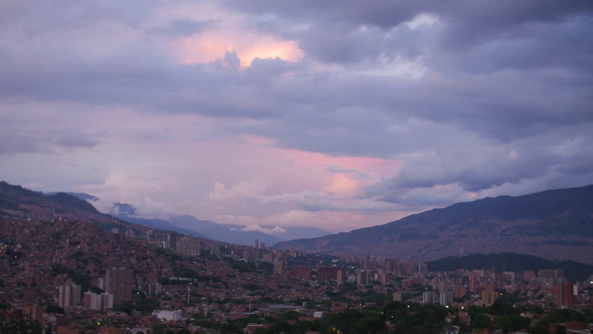 Time-lapse of sunset in Medellin Colombia