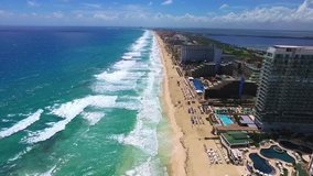 Cancún beach & hotels clean drone video