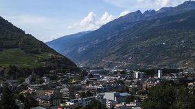 Panorama of Visp in Switzerland - Time Lapse Video