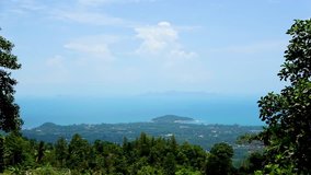 Gulf of Thailand Koh Samui sea view over lipanoi to the mainland from island mountain 4k 24fps