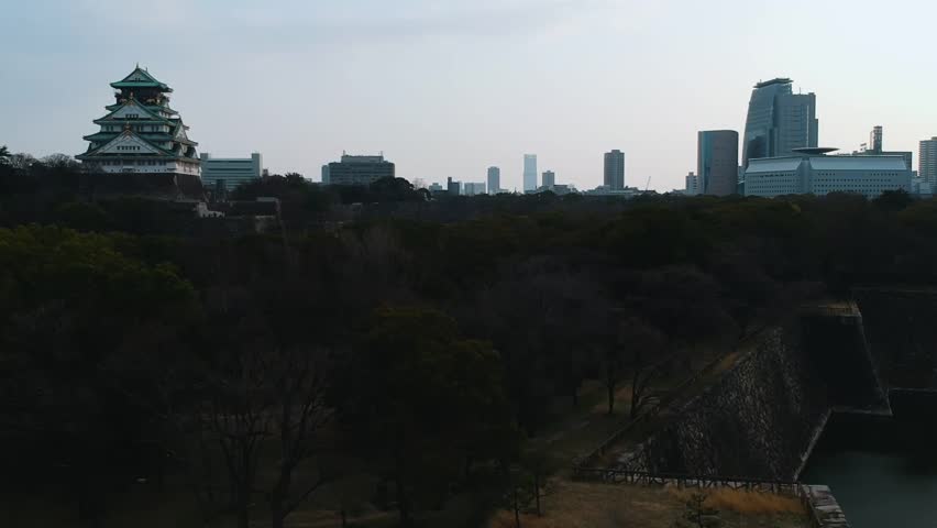 Sunset drone view from Osaka Castle | Cinematic