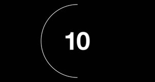 Simple Motion Graphic Countdown Ten to Zero, Black and White with 2D Text Solid.