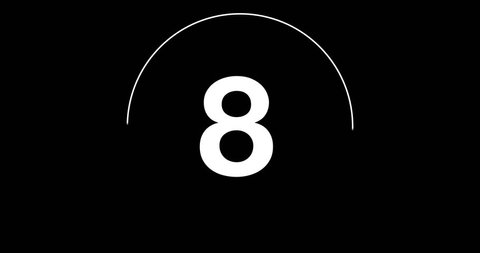 Simple Motion Graphic Countdown Ten to Zero, Black and White with 2D Text Solid.