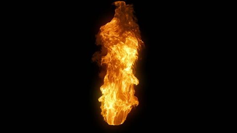 This stock motion graphics clip features a fire animation on a transparent background. The flames blaze up in a vertical pillar form. Use this clip as a compositing element in visual effects or motion