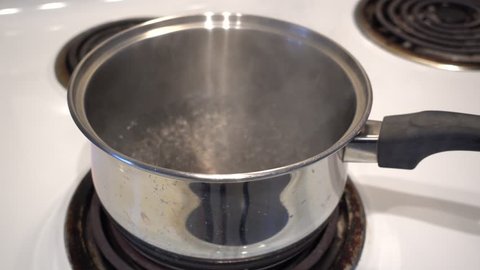 4K Pot of Boiling Water Higher Angle