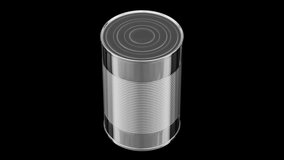 Perfect Blank Tin Can slow spinning loop on a black background with included alpha matte. Great for use as is or for compositing. 3D rendered animation. - Powered by Shutterstock - Get 15% off with code: PIKWIZARD15