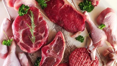 Different types of raw meat