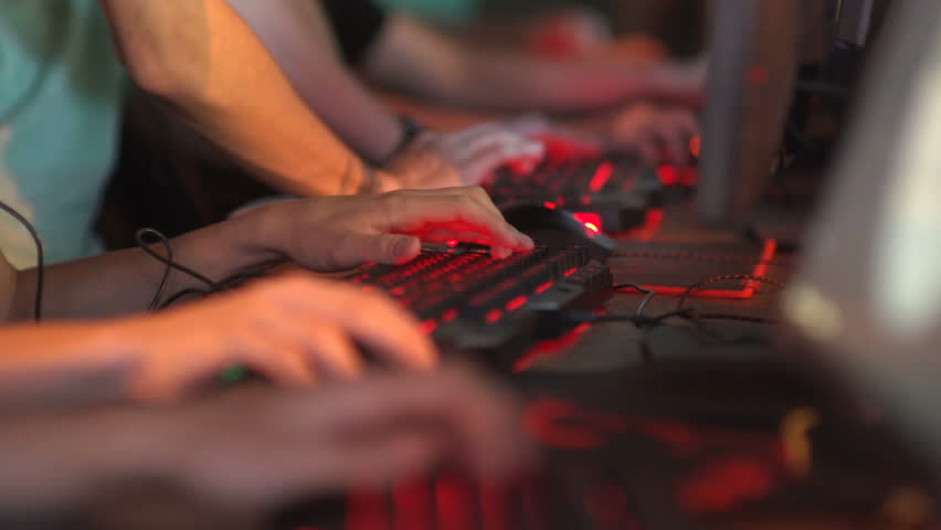 Group Of Gamers Playing Online Video Games,Hands Close Up Royalty-Free Stock Footage #1018564573