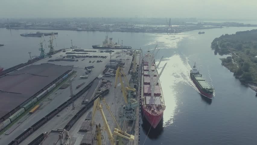 Large seaport of Russia St. Petersburg, an industrial port, shipping and loading, export and import of goods all over the world. Tanker, dry cargo, oil, coal.

