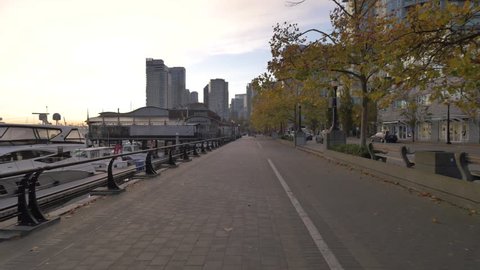 Morning walk by the coal harbour in Vancouver Canada