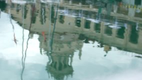 Slow Motion. Reflection in the water. Sochi seaport. Stock video footage