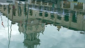 Slow Motion. Reflection in the water. Sochi seaport. Stock video footage
