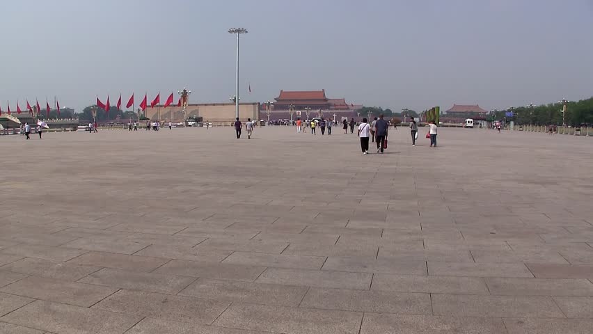 Long Shot of Tiananmen Square in Beijing, China.
