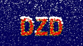 New Year text ISO code currency DZD. Snow falls. Christmas mood, looped video. Alpha channel Premultiplied 