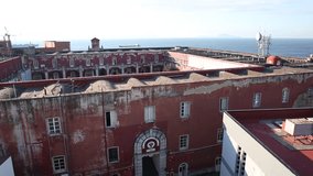 Aerial Drone footage view of Naples Italy, Vesuvio // no video editing