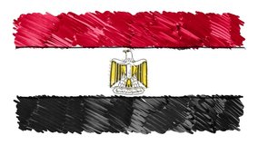 stop motion marker drawn EGYPT flag cartoon animation background new quality national patriotic colorful symbol video footage