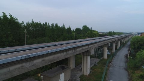 Shanghai magnetic levitation (maglev) train departure for Pudong airport