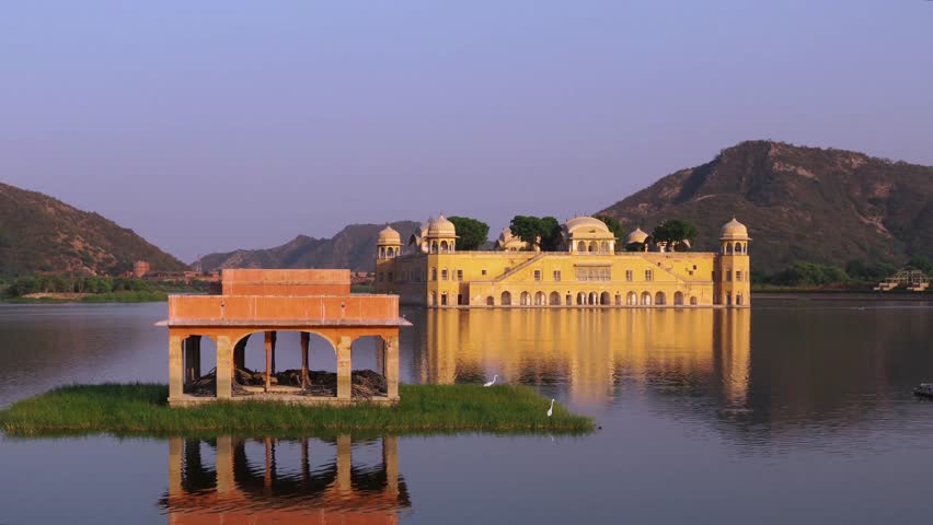 rajasthan landmark - jal mahal water Stock Footage Video (100% Royalty ...