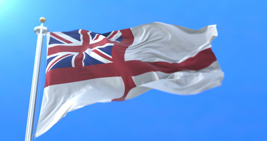 White Ensign or St George's Ensign of the United Kingdom waving. Loop