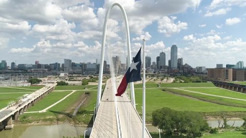 Texas State Flag Dallas Skyline Aerial