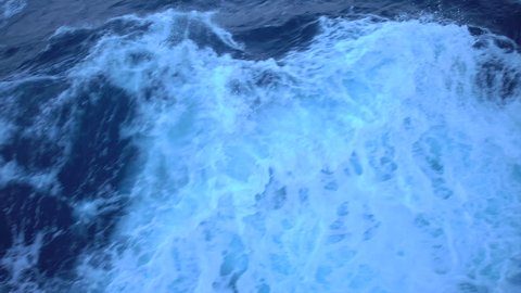 High waves and wind with white water at sea