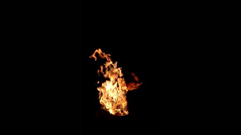 Fire isolated on black background slow motion. UHD 4K