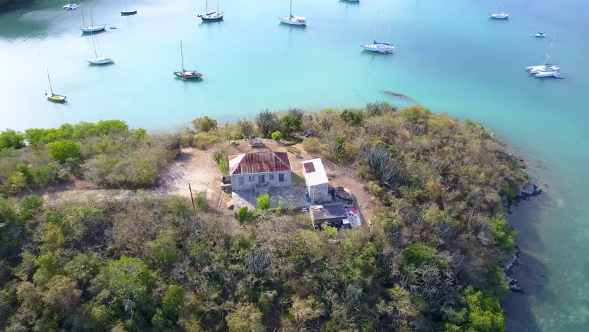 Flight around abandoned building on St, John Island, in the USVI.