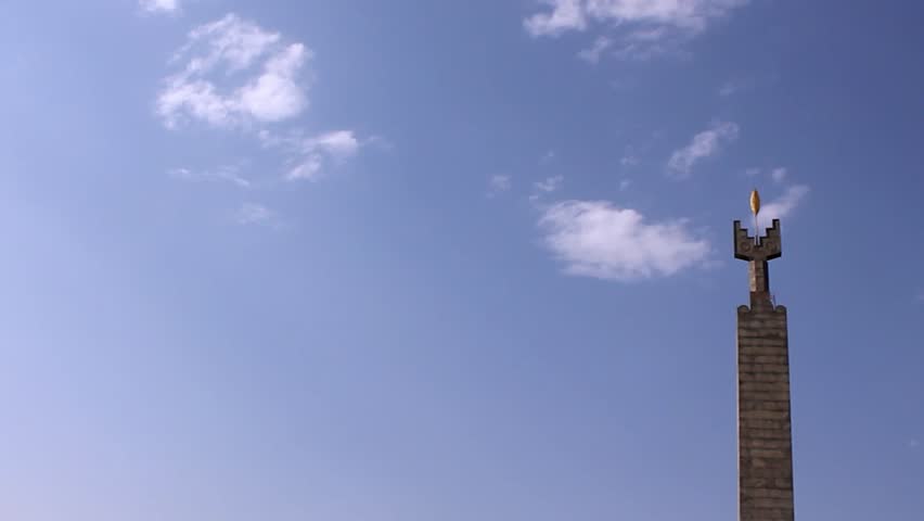 Blue sky, white clouds time lapse, nature building fast motion cloudscape in summer sunny day, nature clear skies.