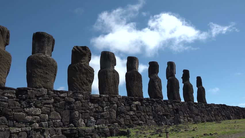 Видео stones. Moai Statues Easter Island Chile.