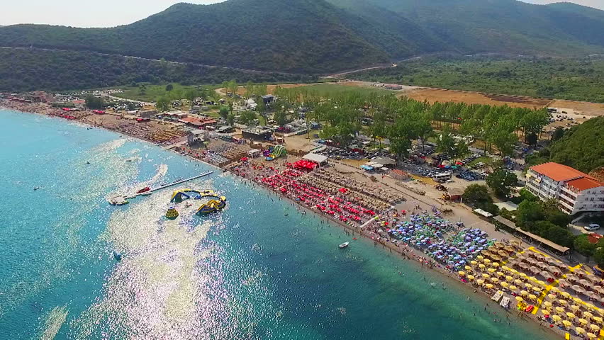 Aerial view of the Jaz Beach in Budva, Montenegro