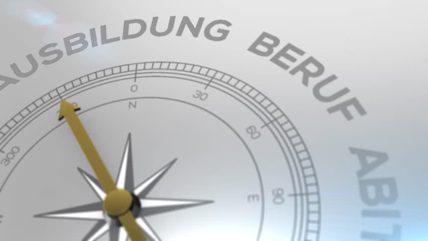 Compass with text - KARRIERE- german word for CAREER- right path, concept video for good direction white shiny background | Shutterstock HD Video #1018672297