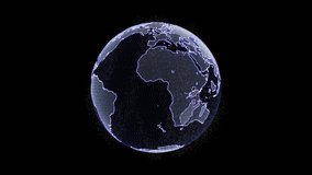 Hologram of a rotating planet Earth. 3d globe animation on black background with seamless loop - Powered by Shutterstock - Get 15% off with code: PIKWIZARD15