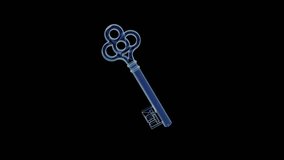 The hologram of a rotating key. 3d animation of retro key background with seamless loop - Powered by Shutterstock - Get 15% off with code: PIKWIZARD15