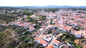 Aerial view in Valencia de Alcantara,Caceres.Extremadura,Spain. 4k Drone Video