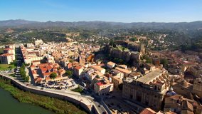 Aerial view in Tortosa, Tarragona. Catalonia,Spain. 4k Drone Video