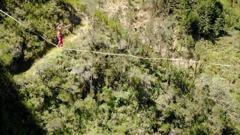Man Trying Equilibrium On Rope Falling Stock Footage Video (100% ...