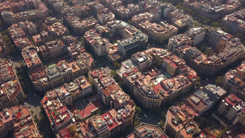 aerial barcelona overhead drone shot typical Stock Footage Video (100% ...