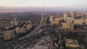 Jerusalem city center  and transportation aerial video 4k 