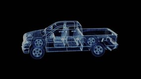 Hologram of a rotating pickup truck. 3d animation of a lorry background with seamless loop - Powered by Shutterstock - Get 15% off with code: PIKWIZARD15