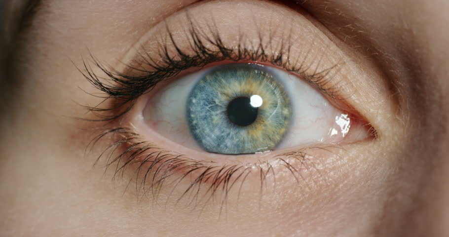 Close up beautiful blue eye opening human iris macro natural beauty | Shutterstock HD Video #1018712893