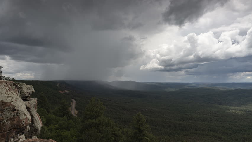 Time-lapse of a monsoon storm from the Mogollon Rim in Payson, Arizona.