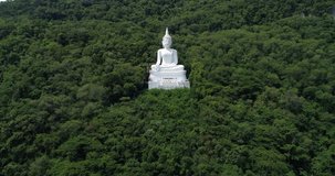 Khao Yai Large White Buddha in the mountain in Thailand