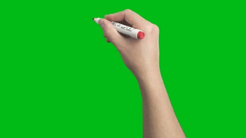 Male Hand Whiteboard Red Marker Scribble Writing Short Strokes Loop Animation  shot on Green Screen Chroma Key and Prekeyed for One Click Keying