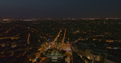 France Paris Aerial Skyline to birdseye view of Place de la Bastille 8/18