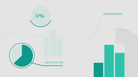 Infographic Flat Animation, Simple Style. Percentage, Growth, Earnings, Business, Finance, Debt or Investments Concept. Data Visualization. Footage shows Charts and Circular Progress Loading Bar